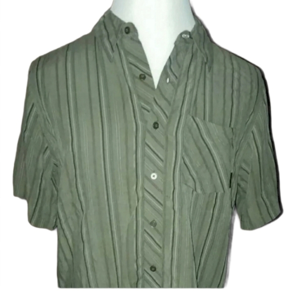 Horny Toad Button Shirt Sleeve Dress Down Plaid green brown checked outdoor man - Picture 5 of 7
